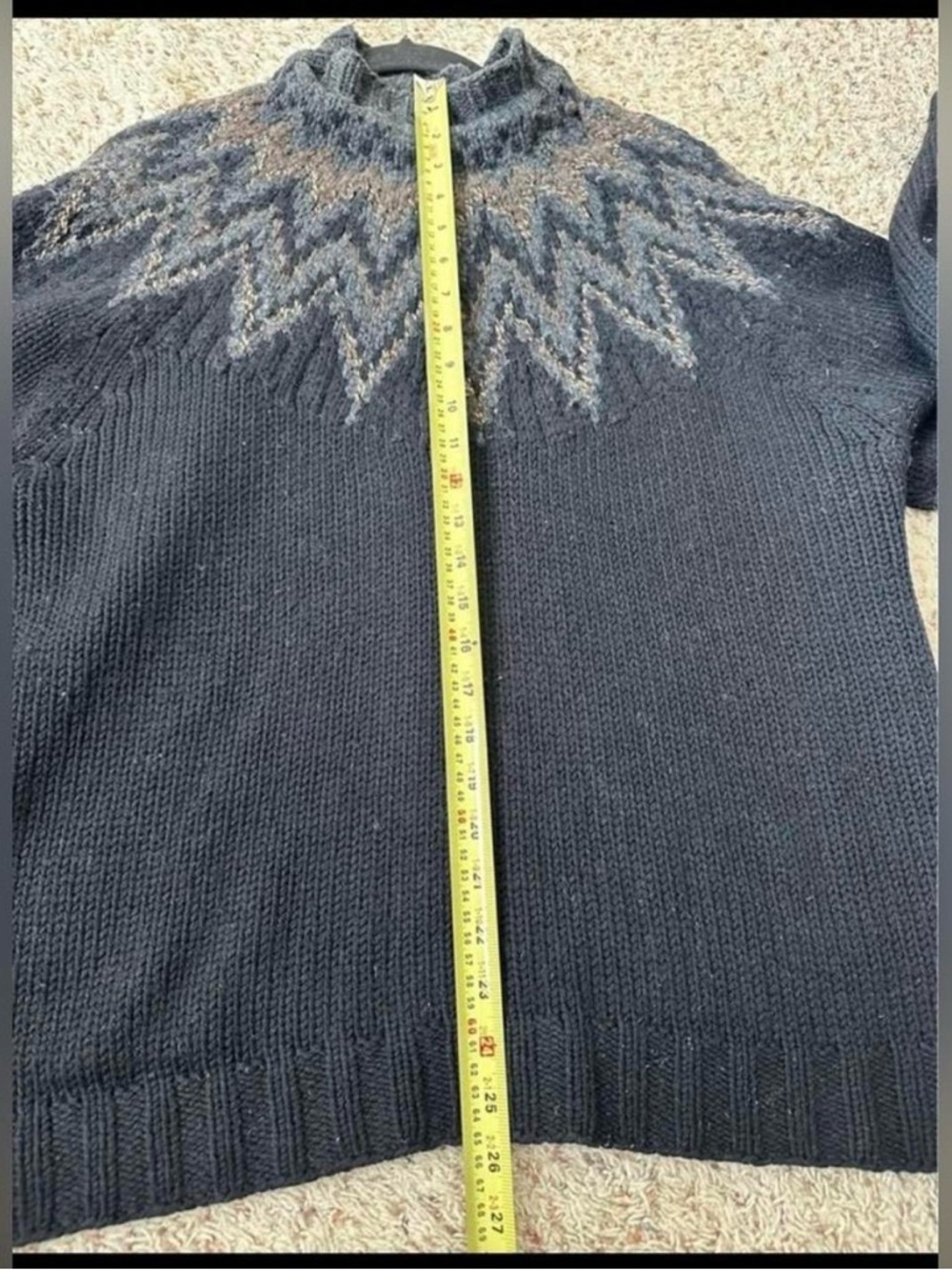 Vintage Perry Ellis Men's Mock neck Nordic Sweater Hand Knit Wool Blend FairIsle - Picture 6 of 7